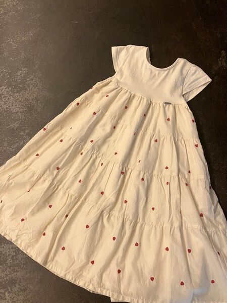 プティマイン ワンピース ハート刺しゅう 半袖ワンピース 女の子 半袖