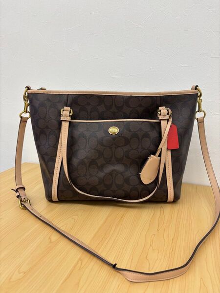 COACH コーチ シグネチャー 2way ショルダーバッグ ブラウン