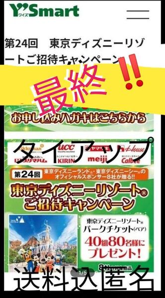 【懸賞応募】スポンサー8社が贈る チケットプレゼントキャンペーン ディズニー懸賞 レシート応募 多分最終出品 匿名発送