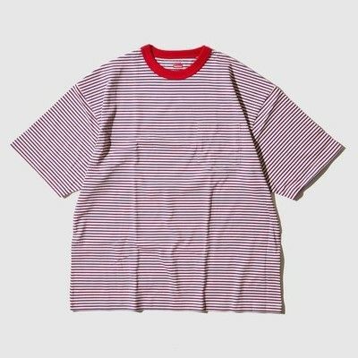 【新品未使用】ヘルスニット クルーネック ボーダーTシャツ 赤 Mサイズ Tシャツ 半袖 カットソー クルーネック
