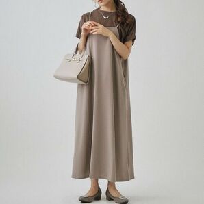 シューラルー レディース フレアキャミワンピース キャメルブラウン Mサイズ ロングスカート
