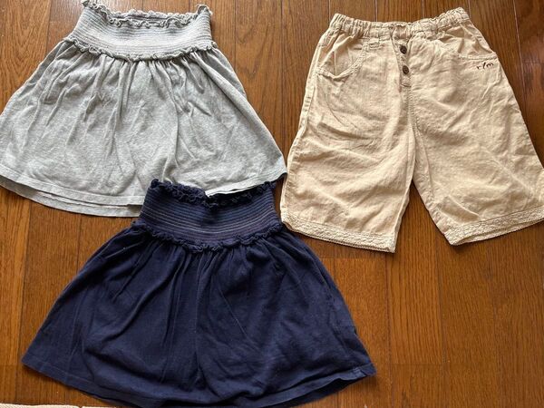 キュロットスカート120(GAPKIDS)ハーフパンツ110(ラグマート)3点セット