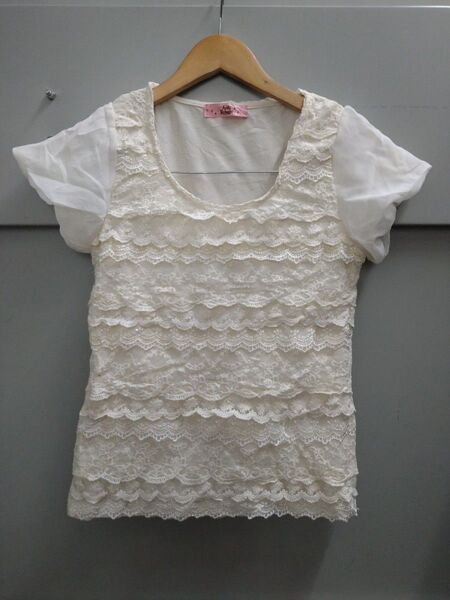 美品 アンクルージュ Ank Rouge レース 半袖 トップス