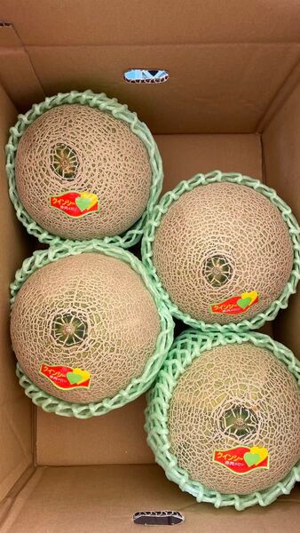 ④ クインシーメロン 熊本県産 赤肉 4玉入 箱込みで5kg以上 送料込み 限定2セット