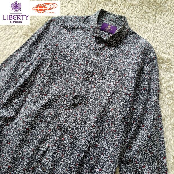 希少 Liberty x Beams コラボ 総柄 リバティ柄 花柄シャツ М相当