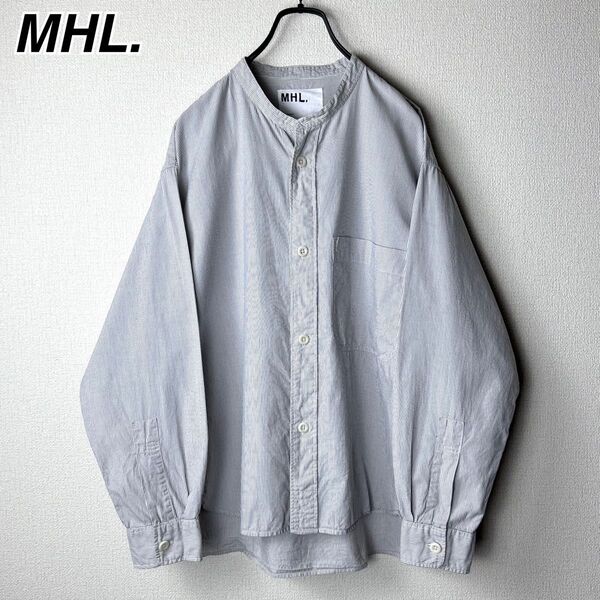 MHL. ワイド ストライプシャツ マーガレットハウエル バンドカラーシャツ