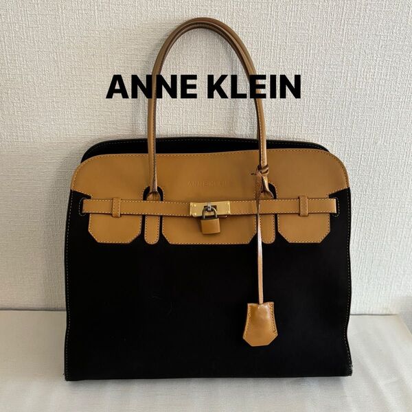 ANNE KLEIN ハンドバッグ トートバッグ ビジネスバッグ バイカラー ブラック スエード レザー