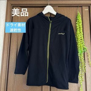 【美品】PenField × Navy パーカー 黒 速乾性 7分 ブラック ジャージ 薄手 フーディー ジップパーカー