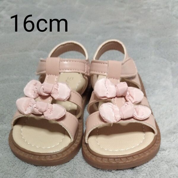 夏先取り JOMISS サンダル かわいい リボン ピンク 16cm