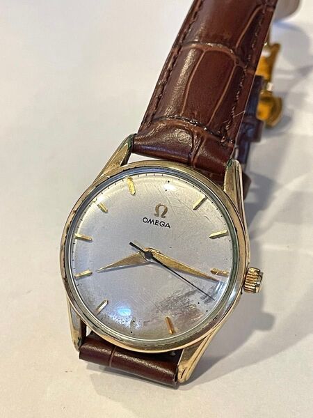 OMEGA 本革 動作確認済み 稼働品 手巻き 腕時計 ダイヤル部部品欠損