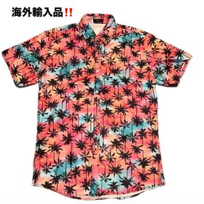 海外輸入品 アロハシャツ ヤシの木柄 マルチカラー