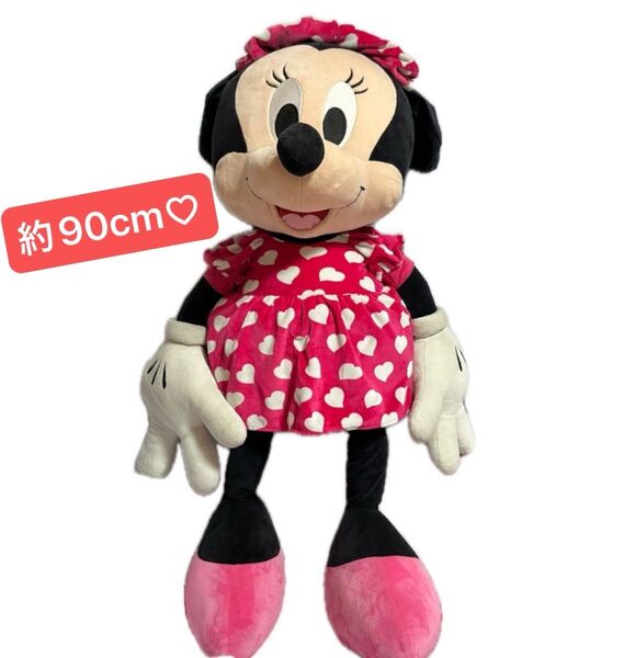 【希少】特大 約90cm ミニーちゃん ハート ピンク ぬいぐるみ 平成レトロ