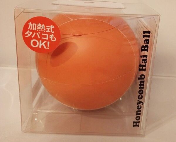【新品未使用品】ハニカム灰ボール卓上灰皿 オレンジ 吸い殻18本収納スペース加熱式タバコもOK 丸い灰皿 オレンジ灰皿 廃盤カラー
