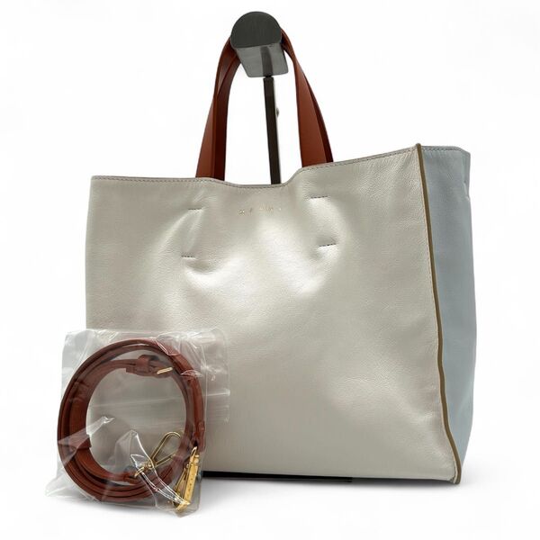 IC搭載 新品級 MARNI マルニ ミュゼオ ソフト スモール 2way ハンドバッグ ショルダーバッグ バイカラー MUSEO