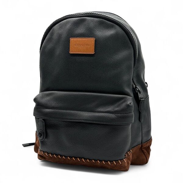 極美品 COACH コーチ リュック ヴァーシティ 71994 レザー 黒 ブラック メンズ ベースボールステッチ かばん