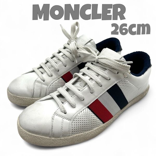 MONCLER モンクレール スニーカー 26cm レザー トリコロール 白 ホワイト メンズ 靴 シューズ レザー
