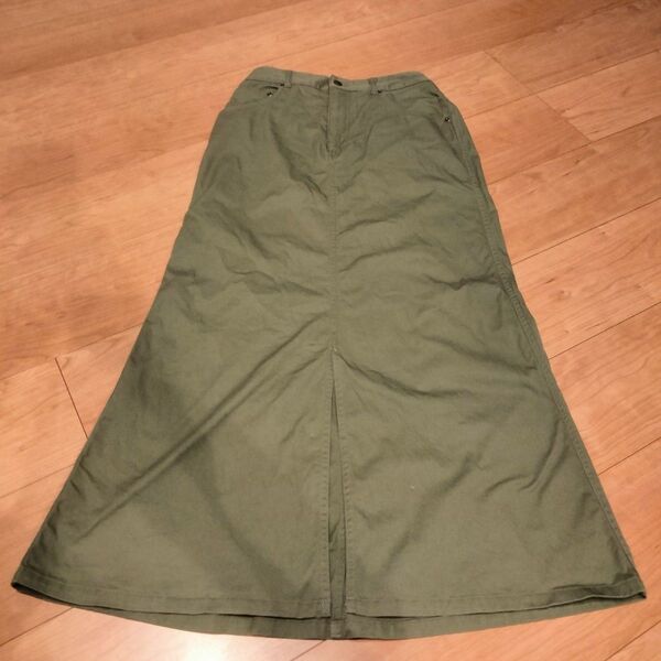 LEPSIM レプシィム 美スタイル スリット入り 上品 ロング カーゴ スカート M カーキ