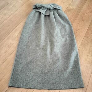 リボン デザイン 美スタイル 上品 ロング タイト スカート L