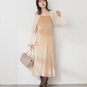 ナチュラルクチュール osono観劇ベロア×ラメシフォンワンピース