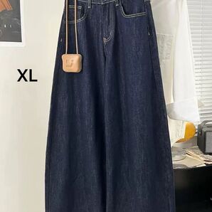 デニムワイドパンツ ゴムウエスト