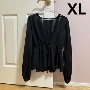 SHEIN シーイン ペプラム トップス 黒 ブラウス チュニック 大きいサイズ