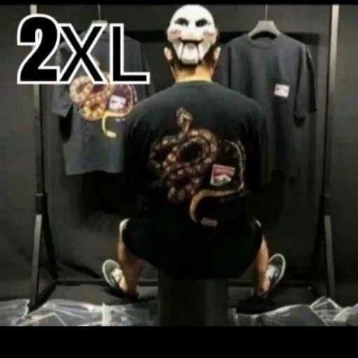 大特価 新品 2XL マルボロ風 スネーク Tシャツ ブラック 半袖 いかつい系 ユニセックス
