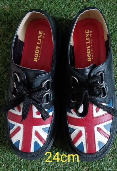 BODYLINE 厚底 靴 レースアップ London ユニオンジャックボディライン パンクロンドン ロリータ 厚底シューズ