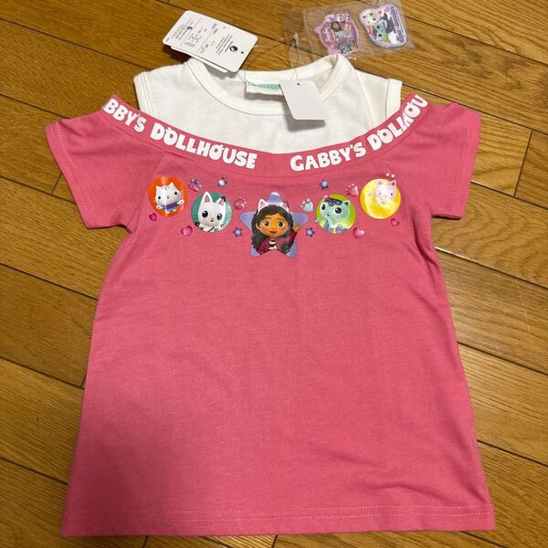新品未使用 110 ギャビーのドールハウス Tシャツ 半袖Tシャツ 女の子 オフショル 風 ピンク トップス