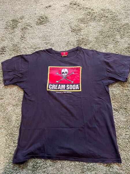 当時物 CREAM SODA ピンクドラゴン Tシャツ ブラックMサイズ 金タグ シングルステッチ