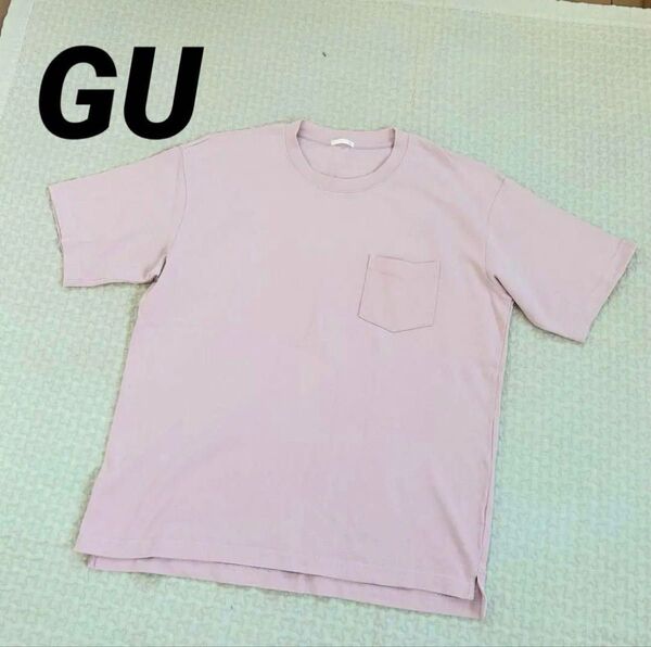 GU ジーユー ヘビーウェイトビックT ピンク XL メンズ 半袖 Tシャツ クルーネック カットソー トップス