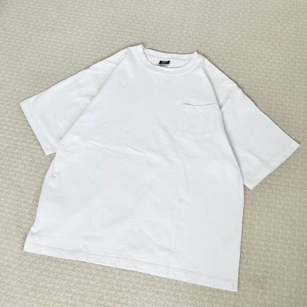 フリークスストア FREAKSSTORE 半袖 白Tシャツ ビックシルエット L 無地 コットン ポケット Tシャツ