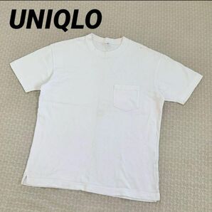 UNIQLO ユニクロ オーバーサイズポケ付きTシャツ 白 ホワイト L 半袖 無地 半袖Tシャツ