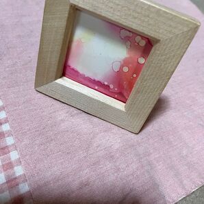 アルコールインクアート原画 ミニ額 ピンク