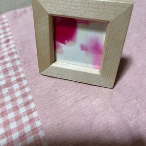 アルコールインクアート原画 ミニ額 ピンク