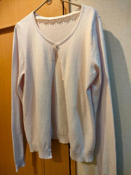 中古 カーディガン 薄紫色 綿100%