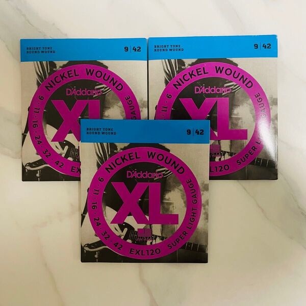 D'Addario ダダリオ エレキギター弦 EXL120 3点セット