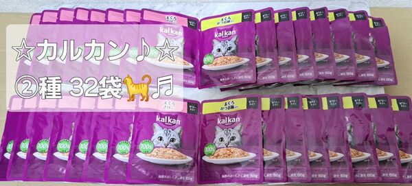 ☆カルカン かつお節&鮭味 ②種の味 60g 計32袋♪☆