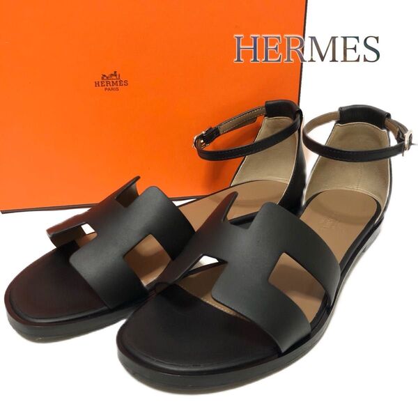 【美品】HERMES エルメス サントリーニ サンダル 37.5 付属品あり