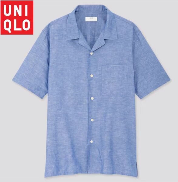 UNIQLOユニクロ リネンコットンオープンカラー半袖シャツMサイズ 開襟
