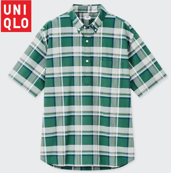 UNIQLOユニクロ エクストラファインコットンチェックプルオーバーシャツ(半袖)XLサイズ 半袖 シャツ