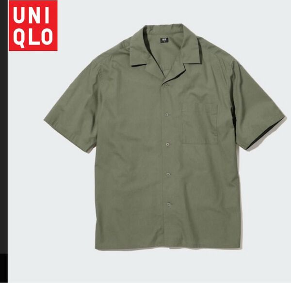 UNIQLOユニクロ オープンカラー半袖シャツ Lサイズ カーキ