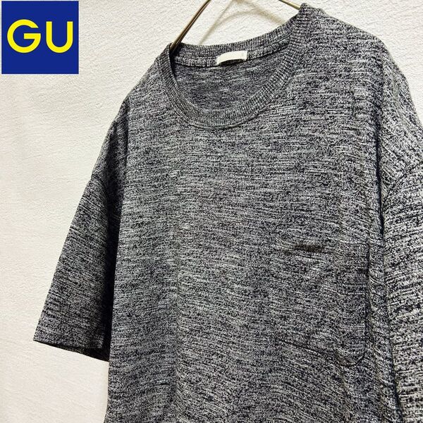 GUジーユー オーバーサイズ ポケット半袖Tシャツ Sサイズ メランジ クルーネック カットソー