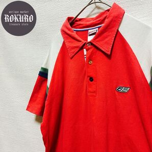 ビンテージFIFTY FIVE DSLフィフティファイブディーエスエル デザイン半袖ポロシャツLサイズ