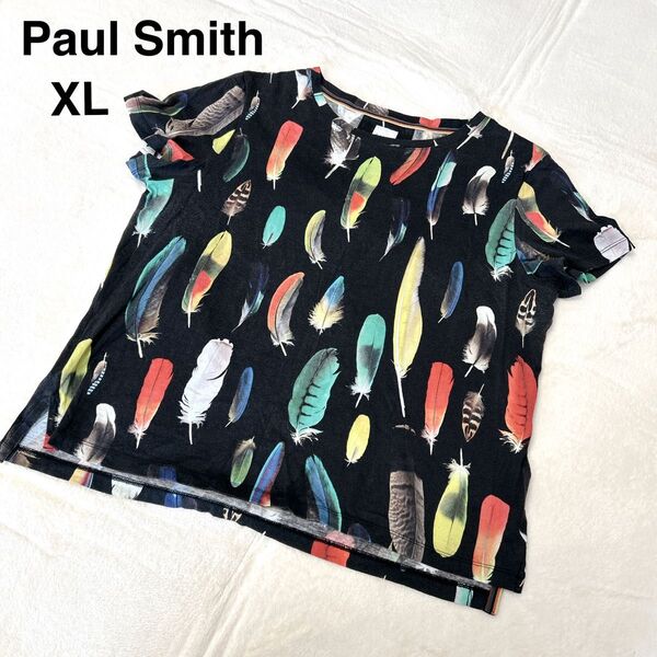 【価格相談OK】Paul Smith ポールスミスTシャツ 羽 フェザー ブラック 半袖 XL