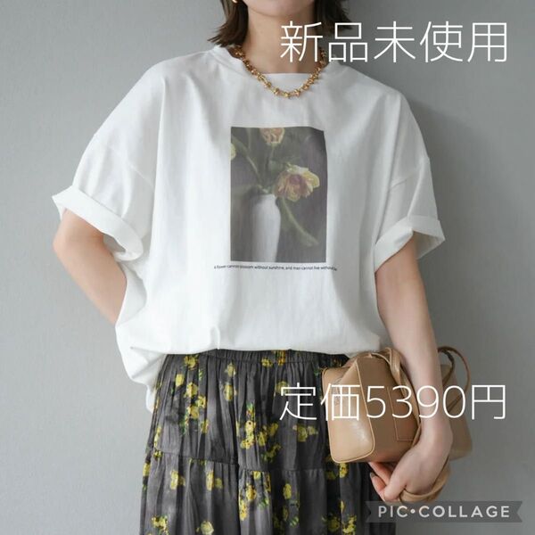 【新作】Lumier リュミエ 新品 フラワープリントTシャツ ホワイト③
