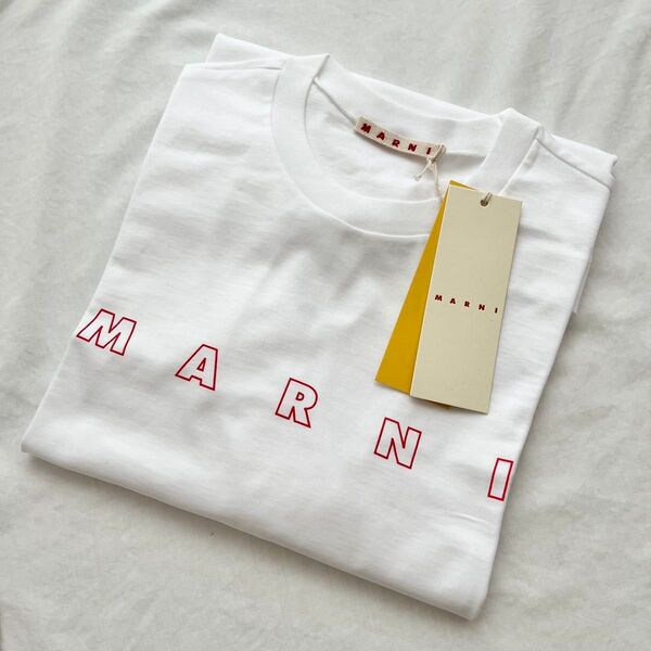 新品 未使用 大人気 MARNI マルニ ロゴ キッズ Tシャツ 14Y Mサイズ 0M100 大人もOK ホワイト