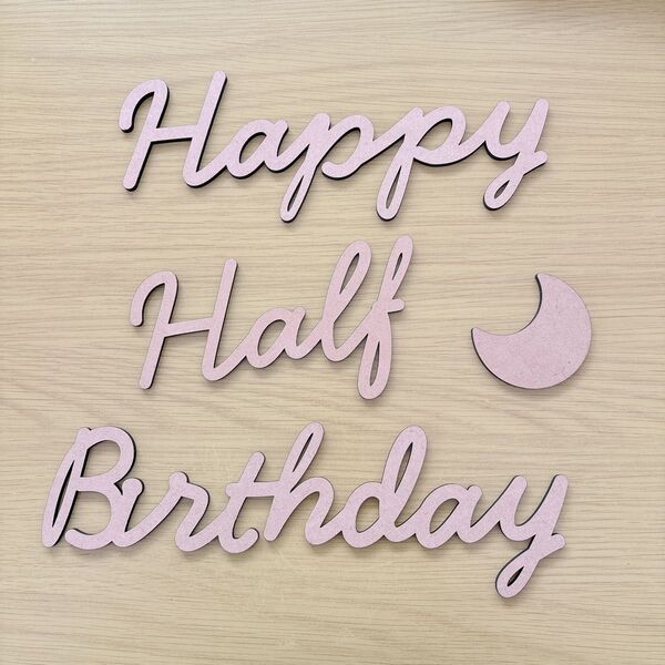 木製 Happy Half Birthday レターバナー ハーフバースデー 6ヶ月
