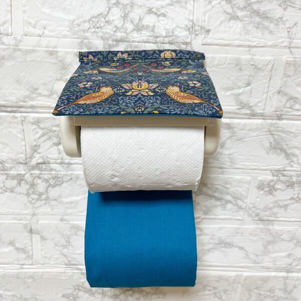 ウィリアムモリス いちご泥棒 ブルー トイレットペーパーホルダーカバー ハンドメイド