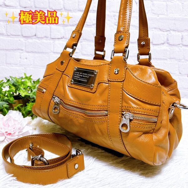 【極美品】 MARC BY MARC JACOBS レザー 牛革 ハンドバッグ ショルダーバッグ 2WAY キャメル