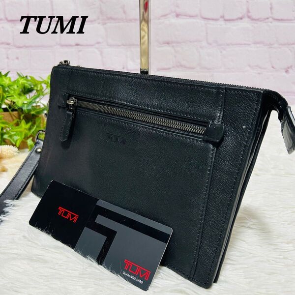 TUMI トゥミ メンズ クラッチバッグ セカンドバッグ 本革 レザー ダブル ジップ ファスナー 黒